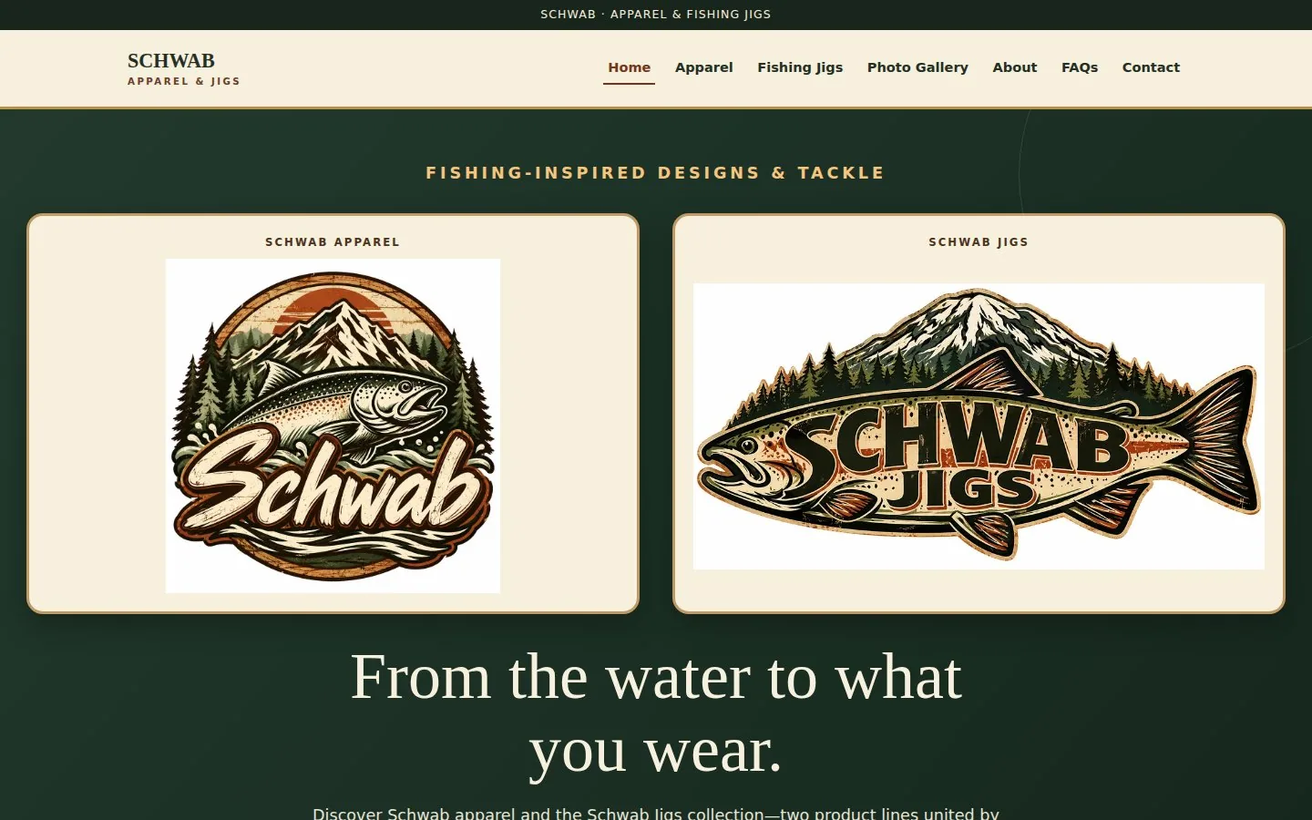 Schwab Apparel & Fishing Jigs Brand Homepage screenshot