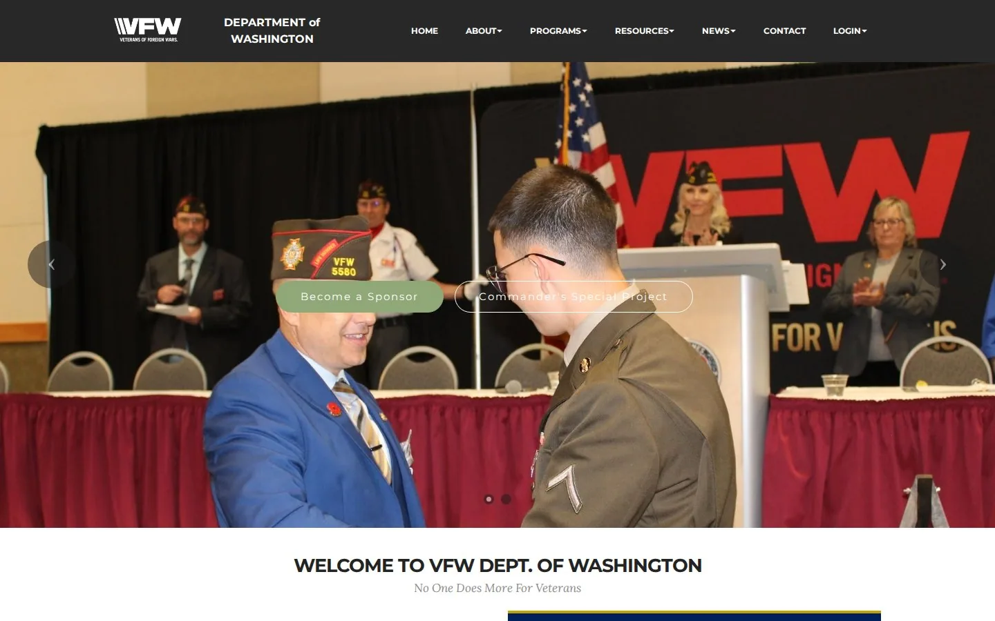VFW Department of Washington Department Homepage screenshot